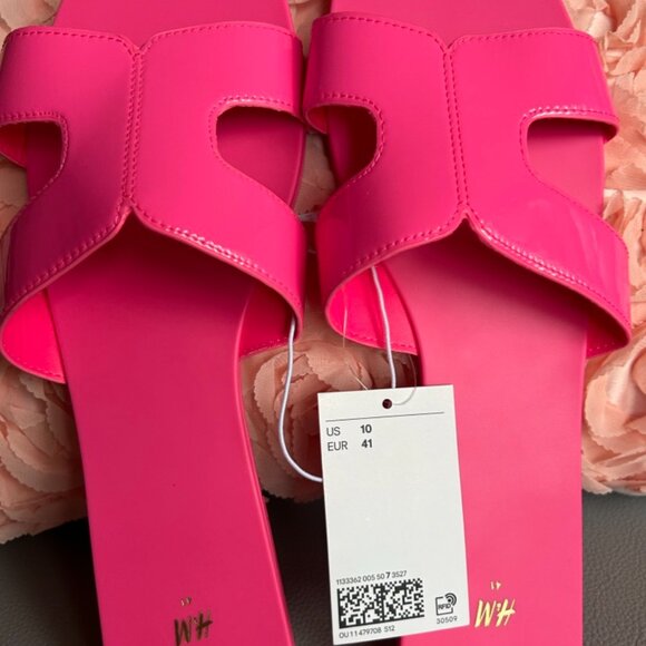 BNWT Bright Pink Slides Sz 10 from H&M - Picture 3 of 5